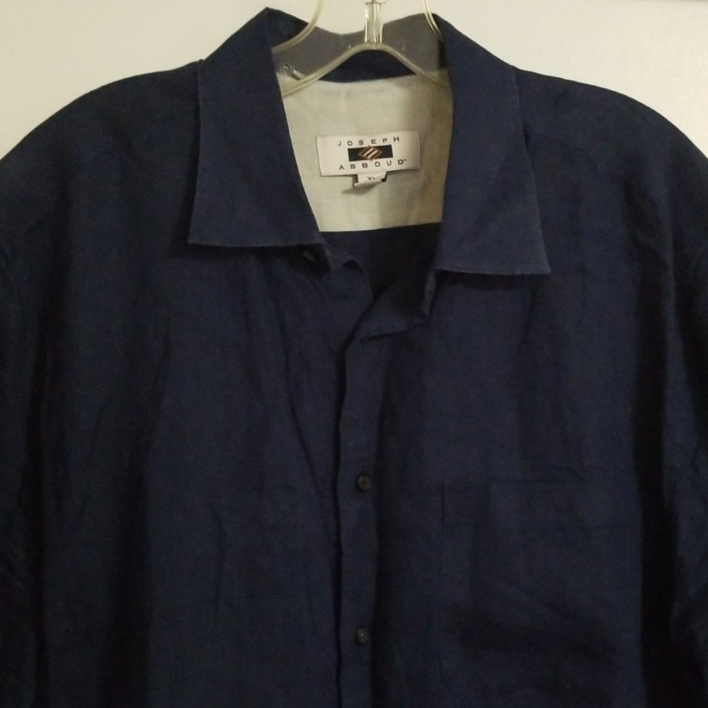 Joseph Abboud Navy 100% Linen SS Casual Shirt